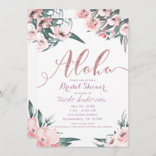 Invitation Aloha Fête de la mariée florale d'été tropical de