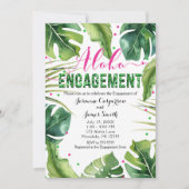 Invitation ALOHA FIANÇAILLES Feuilles Tropicales Rose & Vert (Devant)