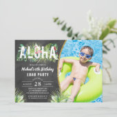 Invitation Aloha Flamant rose Oiseaux tropicaux Luau Annivers (Debout devant)