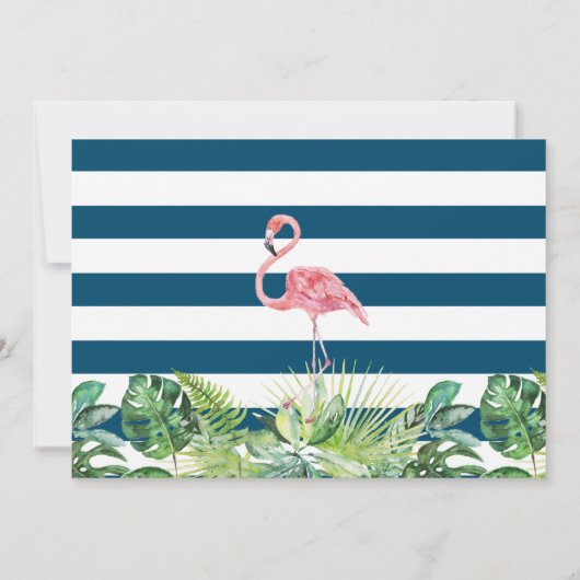 Invitation Aloha Flamant rose Plage tropicale Anniversaire Ph (Dos)