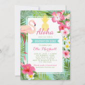 Invitation Aloha Flamant rose rose Tropical Graduation Luau (Devant)