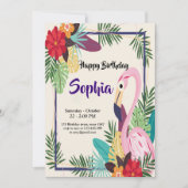 Invitation Aloha Flamant rose tropical (Devant)