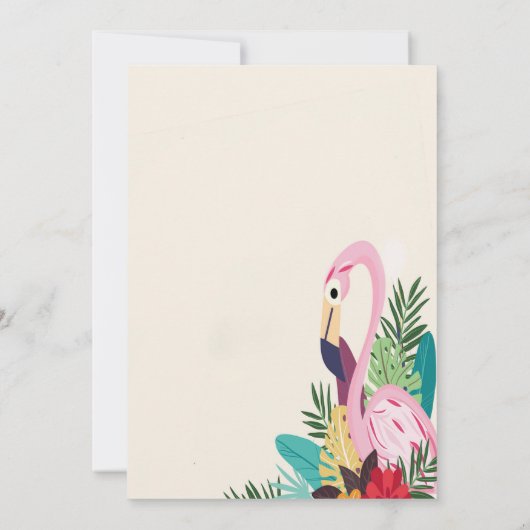 Invitation Aloha Flamant rose tropical (Dos)
