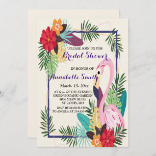 Invitation Aloha Flamant rose tropical
