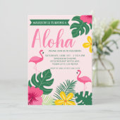 Invitation Aloha Flamant rose tropical Luau fête d'été (Debout devant)