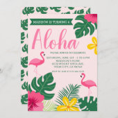 Invitation Aloha Flamant rose tropical Luau fête d'été (Devant / Derrière)