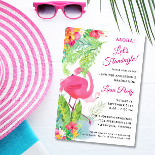 Invitation Aloha Flamingle Graduation Luau Party