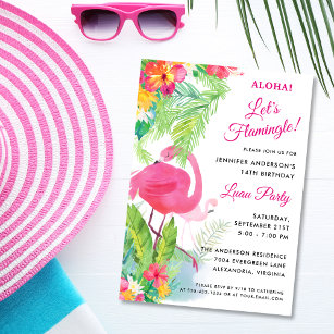 Invitation Aloha Flamingle Luau fête d'anniversaire