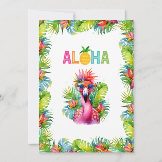 Invitation Aloha Flamingle Tropical Graduation Luau (Dos)