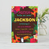 Invitation Aloha Fleurs tropicales Hibiscus luau Anniversaire (Debout devant)