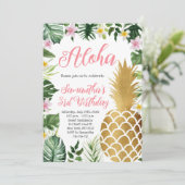 Invitation Aloha floral tropical Anniversaire Anniversaire An (Debout devant)