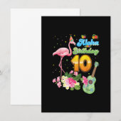 Invitation Aloha Hawaii 10e anniversaire 10 ans Flamant rose  (Devant / Derrière)
