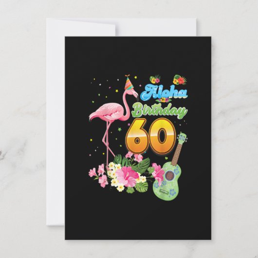 Invitation Aloha Hawaii 60e anniversaire 60 ans Flamant rose (Devant)