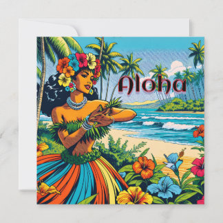 Invitation Aloha | Hawaii Hula Dancer sur la plage