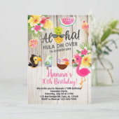 Invitation Aloha, hawaiian birthday party invite. (Debout devant)