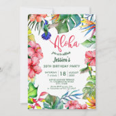 Invitation Aloha Hawaiian Fleurs tropicales Anniversaire (Devant)
