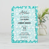 Invitation Aloha Hawaiian Floral Aqua fête d'anniversaire (Debout devant)