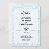 Invitation Aloha Hawaiian Floral Blue Anniversaire (Devant)