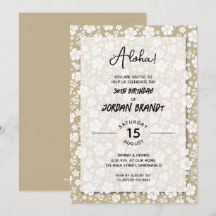Invitation Aloha Hawaiian Floral Gold fête d'anniversaire