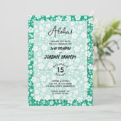 Invitation Aloha Hawaiian Floral Green fête d'anniversaire (Debout devant)