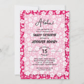 Invitation Aloha Hawaiian Floral Hot Pink 16e anniversaire (Devant)