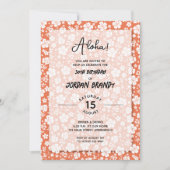 Invitation Aloha Hawaiian Floral Peach Anniversaire (Devant)