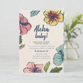 Invitation Aloha Hawaiian Flowers Baby shower (Debout devant)