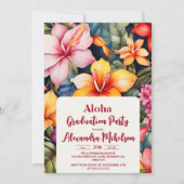 Invitation Aloha Hawaiian Flowers Graduation (Devant)