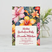 Invitation Aloha Hawaiian Flowers Graduation (Debout devant)