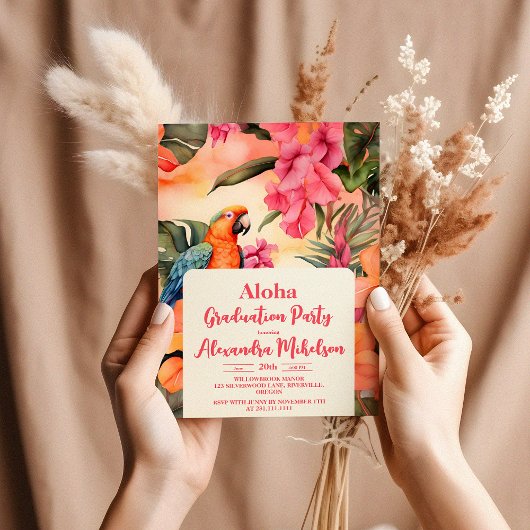Invitation Aloha Hawaiian Flowers Graduation