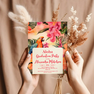 Invitation Aloha Hawaiian Flowers Graduation