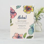 Invitation Aloha Hawaiian Flowers Summer Party (Debout devant)