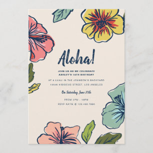 Invitation Aloha Hawaiian Flowers Summer Party
