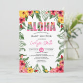 Invitation Aloha Hawaiian Girl Baby shower tropical (Debout devant)