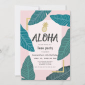 Invitation Aloha Hawaiian Luau Anniversaire rose pâle (Devant)