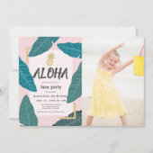 Invitation Aloha Hawaiian Luau Anniversaire rose Photo (Devant)