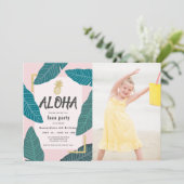 Invitation Aloha Hawaiian Luau Anniversaire rose Photo (Debout devant)