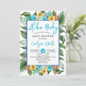 Invitation Aloha Hawaiian Tropical Boy Baby shower (Debout devant)