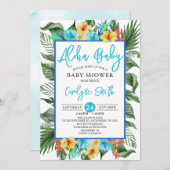 Invitation Aloha Hawaiian Tropical Boy Baby shower (Devant / Derrière)