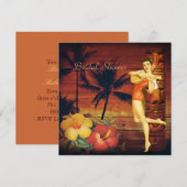 Invitation Aloha Hula Girl hawaii douche rétro de plage (Devant / Derrière)