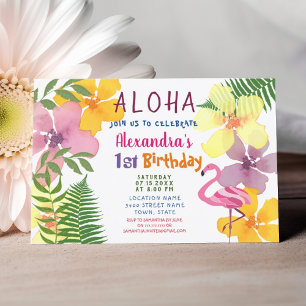 Invitation Aloha Luau 1er anniversaire Tropical
