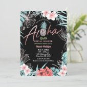 Invitation Aloha Luau Botanique Aloha rose Gold Tropical (Debout devant)