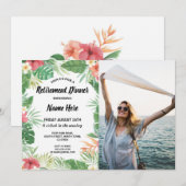 Invitation Aloha Luau, fête de la retraite d'été - photo (Devant / Derrière)