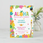 Invitation Aloha Luau Fête Tropicale Florale (Debout devant)