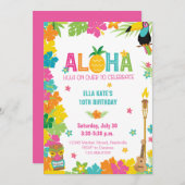 Invitation Aloha Luau Fête Tropicale Florale (Devant / Derrière)