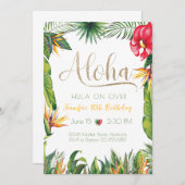 Invitation Aloha Luau Fête Tropicale Florale (Devant / Derrière)