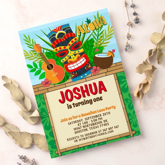 Invitation Aloha Luau Hawaiian Tropical Summer Birthday