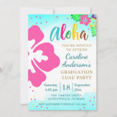 Invitation Aloha Luau Parti Hibiscus Tropical Graduation (Devant)