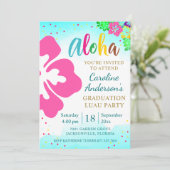 Invitation Aloha Luau Parti Hibiscus Tropical Graduation (Debout devant)