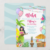 Invitation Aloha Luau Piscine Tropicale Fête Anniversaire Inv (Devant / Derrière)